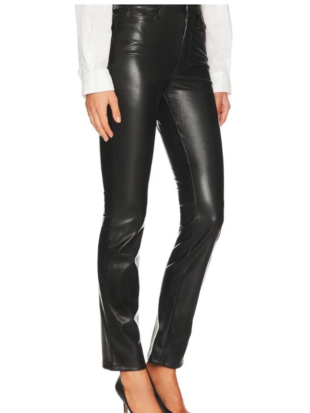 Mother Dazzler Skimp Black Faux Leather Pants